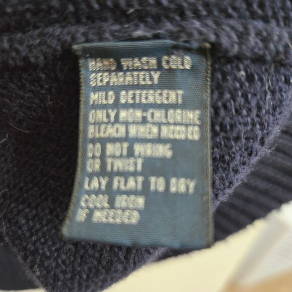 Polo Ralph Lauren Mens Vtg 90s Y2K Preppy Quarter Zip Heavy Knit Sweater XL Navy - Picture 8 of 10